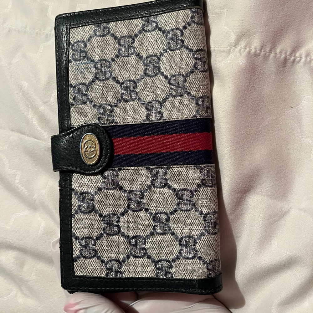 Vintage Gucci, Sherry line, blue coated canvas.